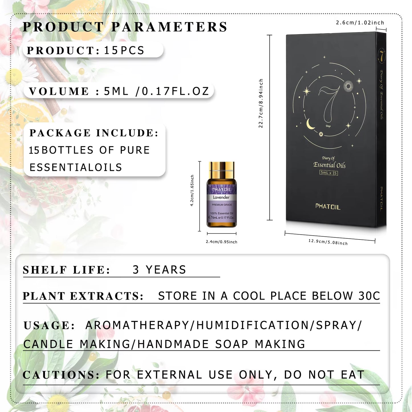Juego De Aceites Esenciales Para Difusor, Humidificador, Velas, 5Ml, Lavanda, Vainilla, Menta, Aceite Aromático De Romero, 15 Uds.