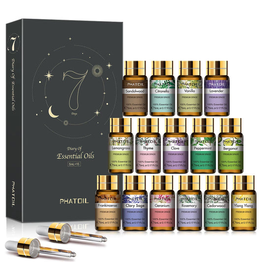 Juego De Aceites Esenciales Para Difusor, Humidificador, Velas, 5Ml, Lavanda, Vainilla, Menta, Aceite Aromático De Romero, 15 Uds.